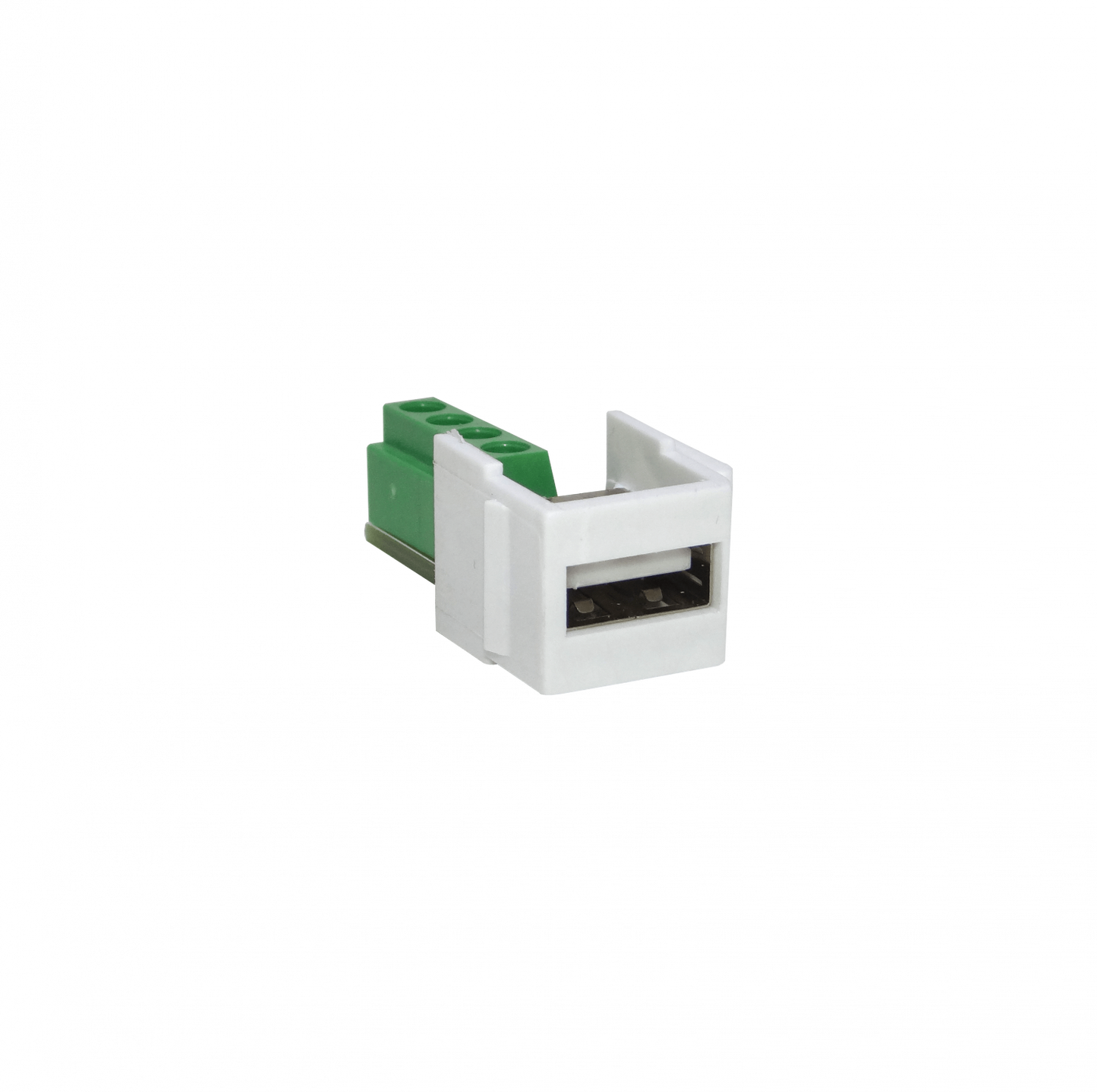 KUAT Conector Keystone USB-A Hembra a Regleta 4 Pines con Tornillos en Plástico Blanco