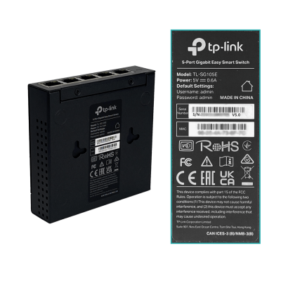 TL-SG105E TP-LINK 5-1000 Metálico Conmutador Inteligente Alimentación-externa-9V no-Rack