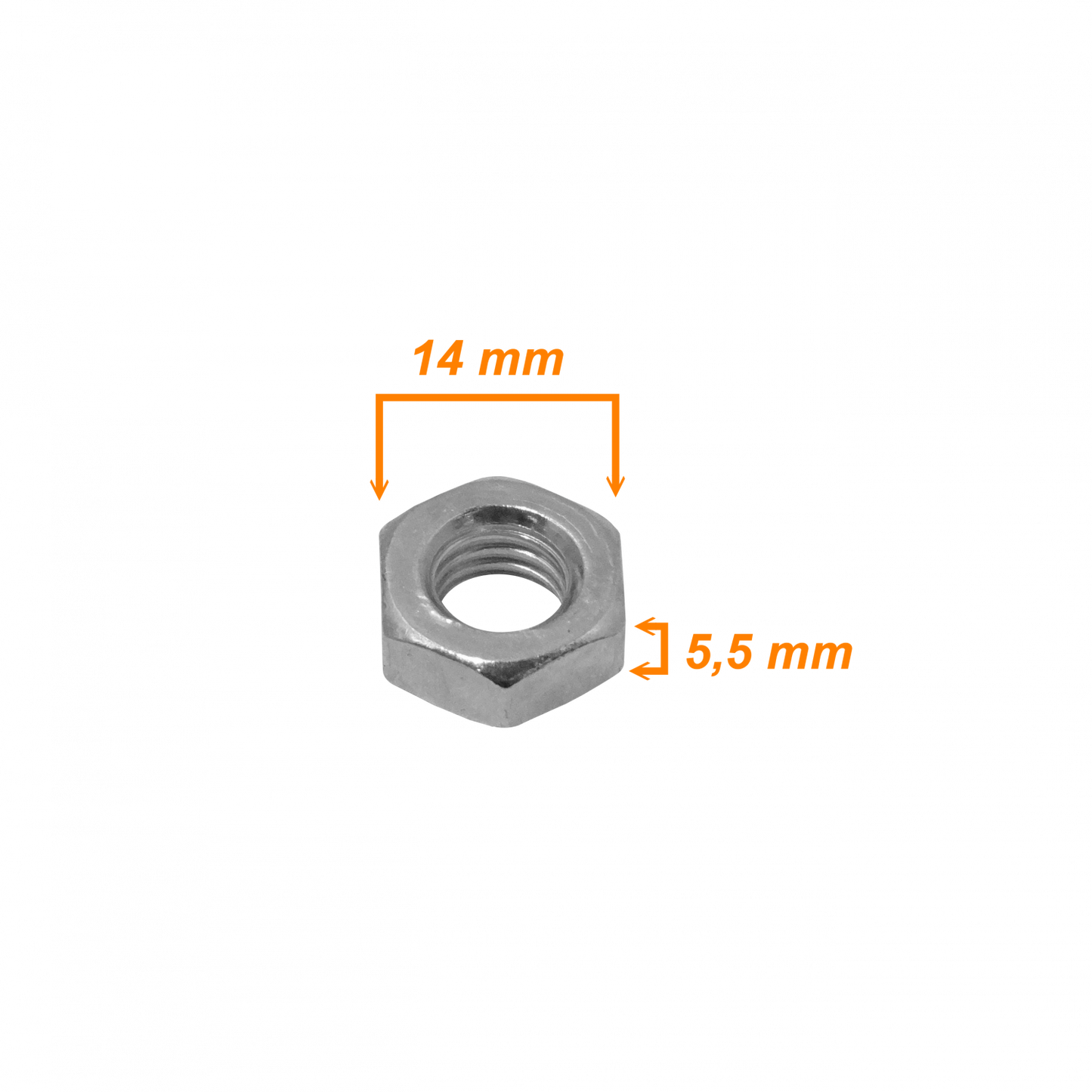 TUE-M8 Tuerca de forma hexagonal M8, 14 mm de diámetro, 5,5 mm de altura, 1 pieza compatible con tornillo sinfín M8-230
