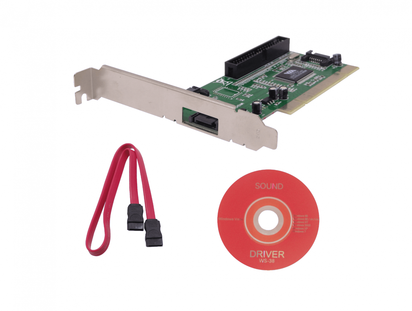 PCISATAIDE Tarjeta PCI-2.2 3-SATA1.0-150mbps 1-IDE-ATA133 RAID0-1 VT6421A Legado