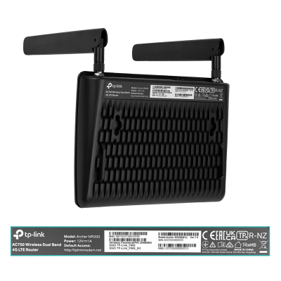MR200 TP-LINK Router 4G/LTE 1-RanuraSIM 1-PuertoWAN 3-Puertos100Mbps 2-AntenasSMA WiFi-DualBanda 2,4/5GHz AC750
