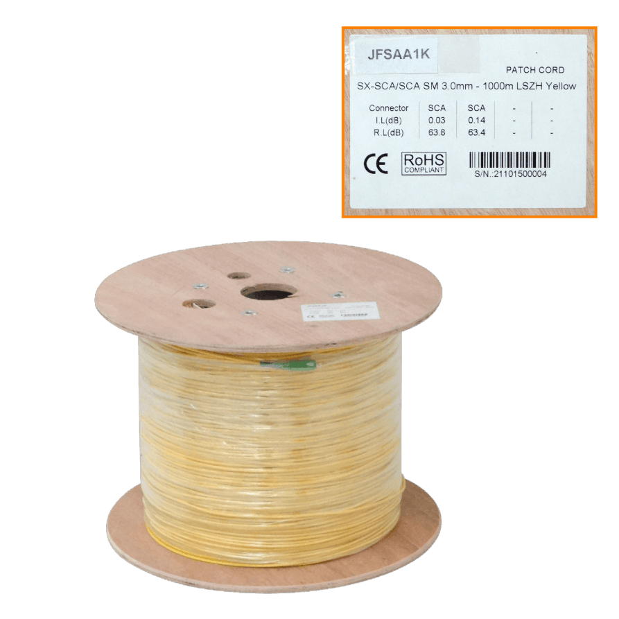 JFSAA1K. 1km 1-Fibra SC/APC-SC/APC MonoModo SM Jumper 1000mt 3mm inc-carrete