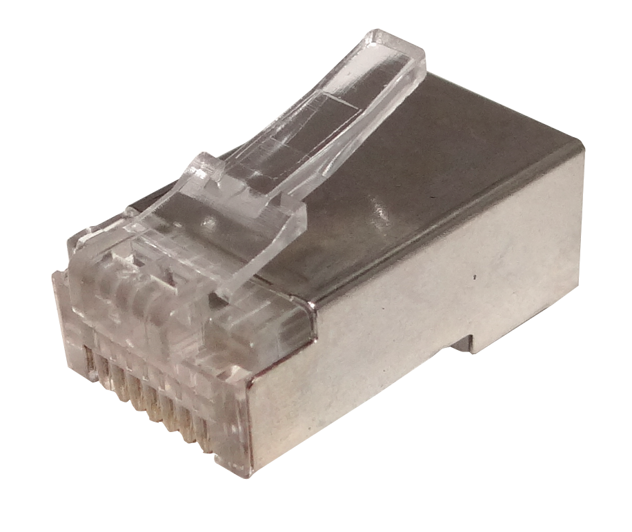 RJS-BC Pack de 100 Conectores RJ45 Cat5e Metalizados Crimpables para Cable FTP/STP