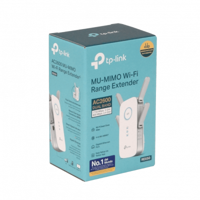 RE650 TP-LINK Amplificador de señal Schuko AC2600 doble banda 5GHz/2,4GHz, velocidad 1733/800Mbps, puerto 1-1000, 4 antenas