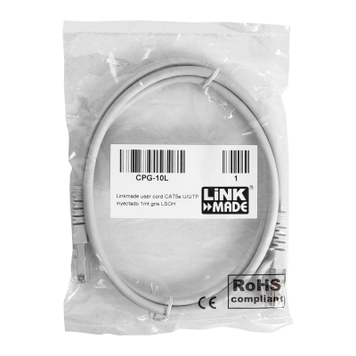 CPG-10L LINKMADE 1 metro Cat5E U/UTP Gris LSZH Cable de Parcheo Moldeado Multihilo
