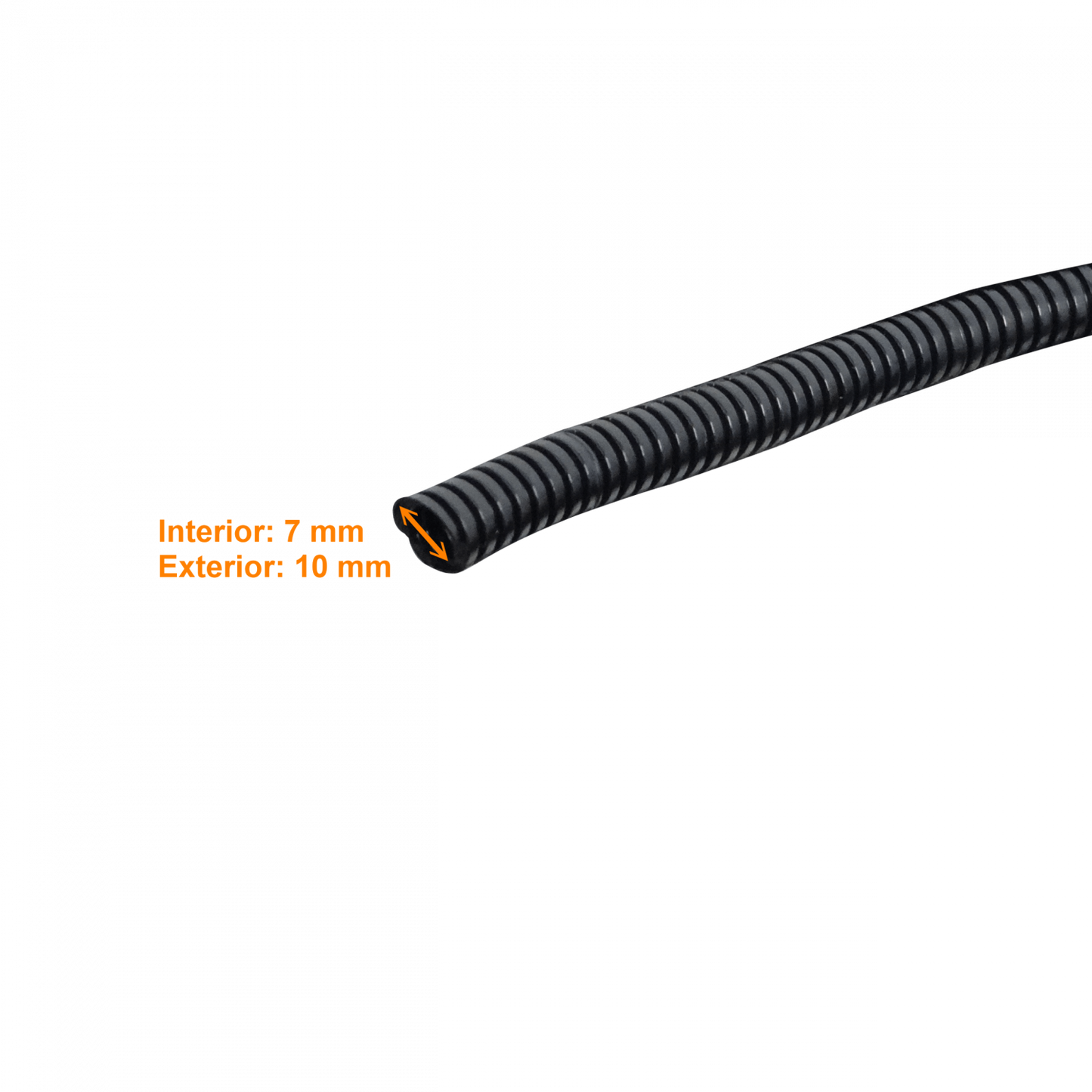 FLEP10 10mm Bobina-100mts 7mm-interno Tubería Flexible Plástica Corrugada Negra PA