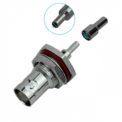 BH1E Conector coaxial crimpeable BNC-Hembra para panel con cable RG316 de 13mm de diámetro CA100