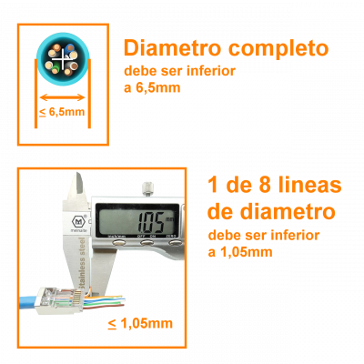 RJ6SEZ XINTYLINK EZ-RJ45 CAT6 STP FTP Bolsa 50 Conectores con Orificios-1,1mm