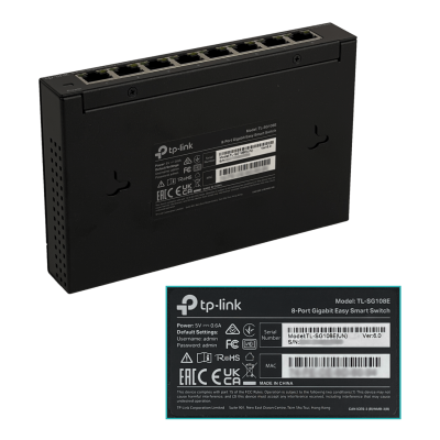TL-SG108E TP-LINK 8-1000 Metálico Switch Gestionable Alimentación-9V no-Rack 158x101x25mm