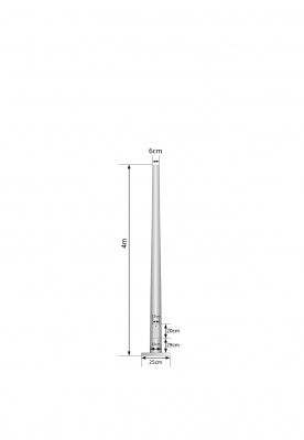 POSTEC-4M Poste Troncocónico de 4 metros, espesor de 3mm, Base de 250x250x12mm, sin Canastillo, Cono de 120/60mm