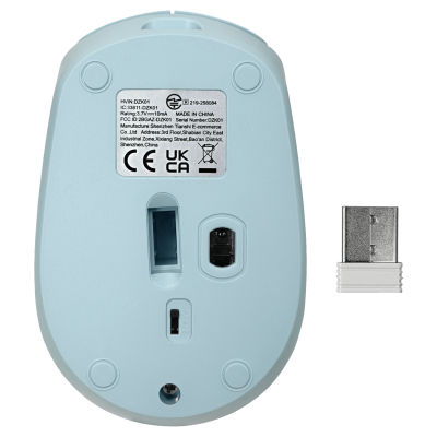 MOUSE-24 Raton Inalambrico Celeste 2,4GHz USB con Bateria Interna Recargable y Cable incluido