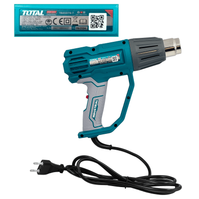 HF-810 TOTAL Pistola de calor industrial de 2000W con 3 boquillas para aire caliente, modelo TB20078