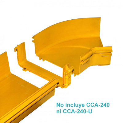 CCA-240-AQ Perfil en Escuadra 240x100mm Plano Amarillo PC+ABS LSZH Conector Macho