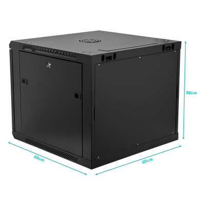 RK09-6LD Gabinete rack de pared LINKMADE desarmable de 9 unidades, con 60 centímetros de fondo, color negro.
