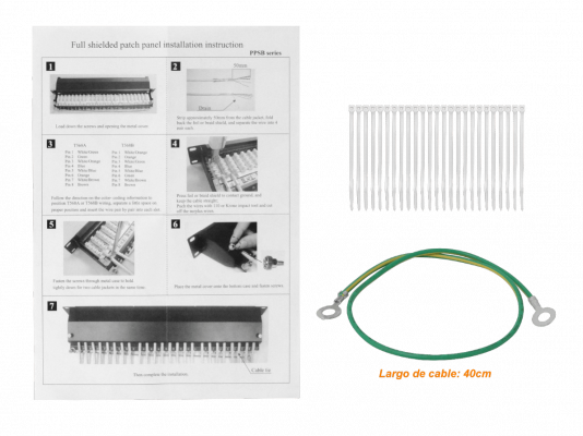 PP6A24-05U LINKMADE 0,5U 24-Puertos RJ45 Cat6A F/UTP S/FTP Panel de Conexión Apantallado