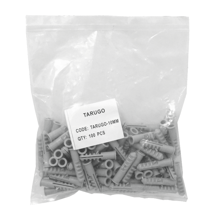 TARUGO-10MM Tarugo 10mm 100-Unids. Plastico-PE Gris 10x44mm Tornillo-5x45
