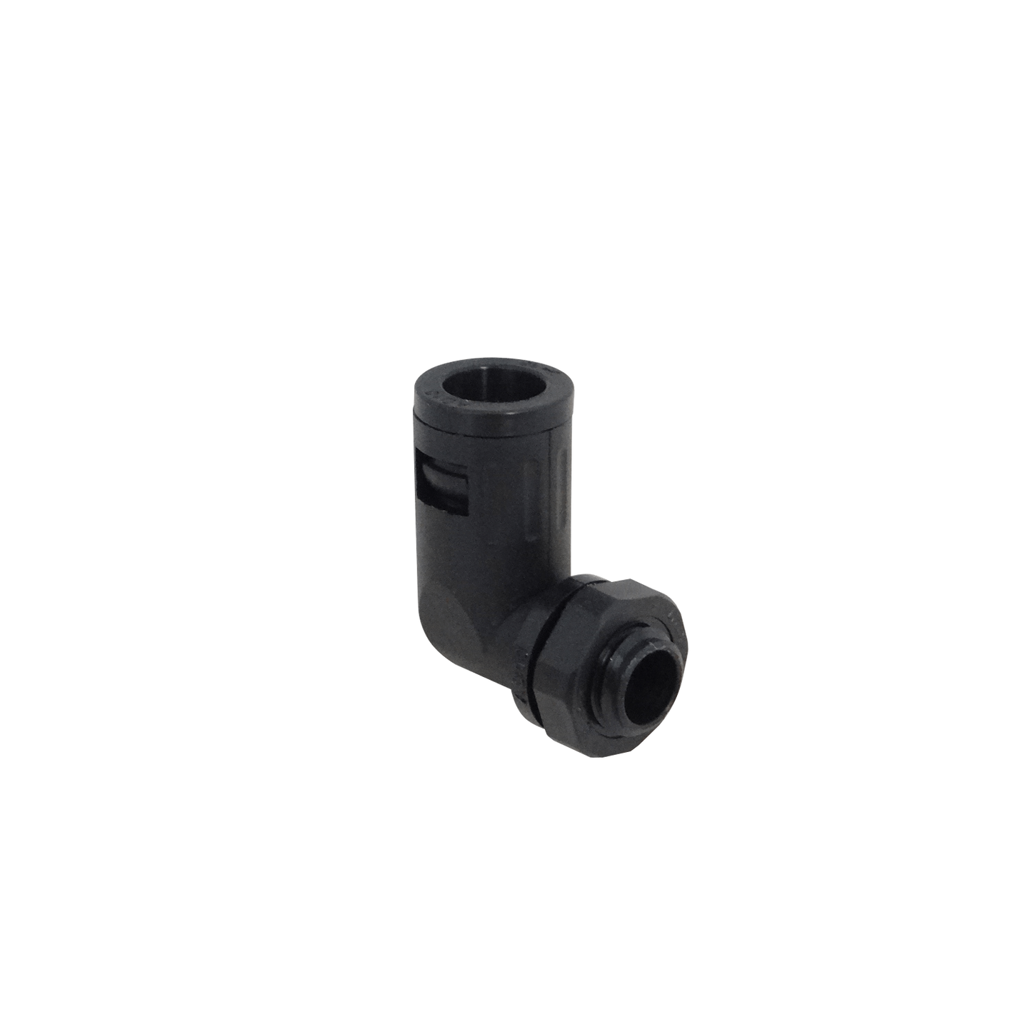 FLEP10-SC 10mm Conector Angular de Salida para Prensaestopas de Tubería Flexible Plástica Negro