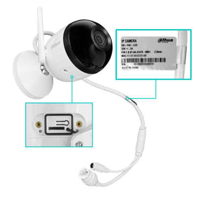 F4CN-LED DAHUA 4MP 2,8mm Wifi 2,4GHz MicroSD IP67 1-100 IR30mt inc-12Vdc 0280B