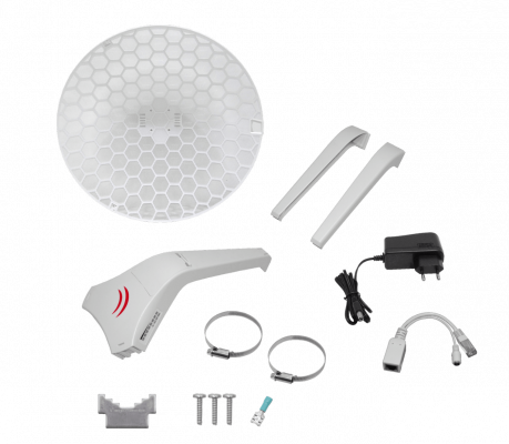 LHG-XL2 MIKROTIK Antena de Rejilla 2,4GHz 21dBi 25dBm 1-Puerto-100Mbps 2x2 MIMO L3 11-30V 550mm Incluye-Fuente-24V