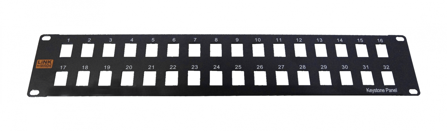 PP232L LINKMADE Panel de parcheo metálico de 32 puertos Keystone sin soporte, 2U, descargado