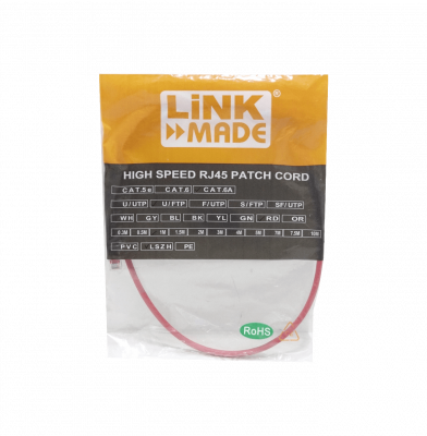 C6AR-10 LINKMADE Cable de Parcheo Multifilar Cat6a U/FTP Rojo LSZH de 1 metro Inyectado