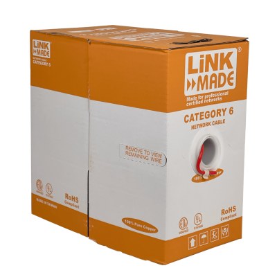 CB6L-UR3 LINKMADE ROJO CAT6 UTP 300MT CABLE UNIFILAR COBRE BOBINA Taiwan
