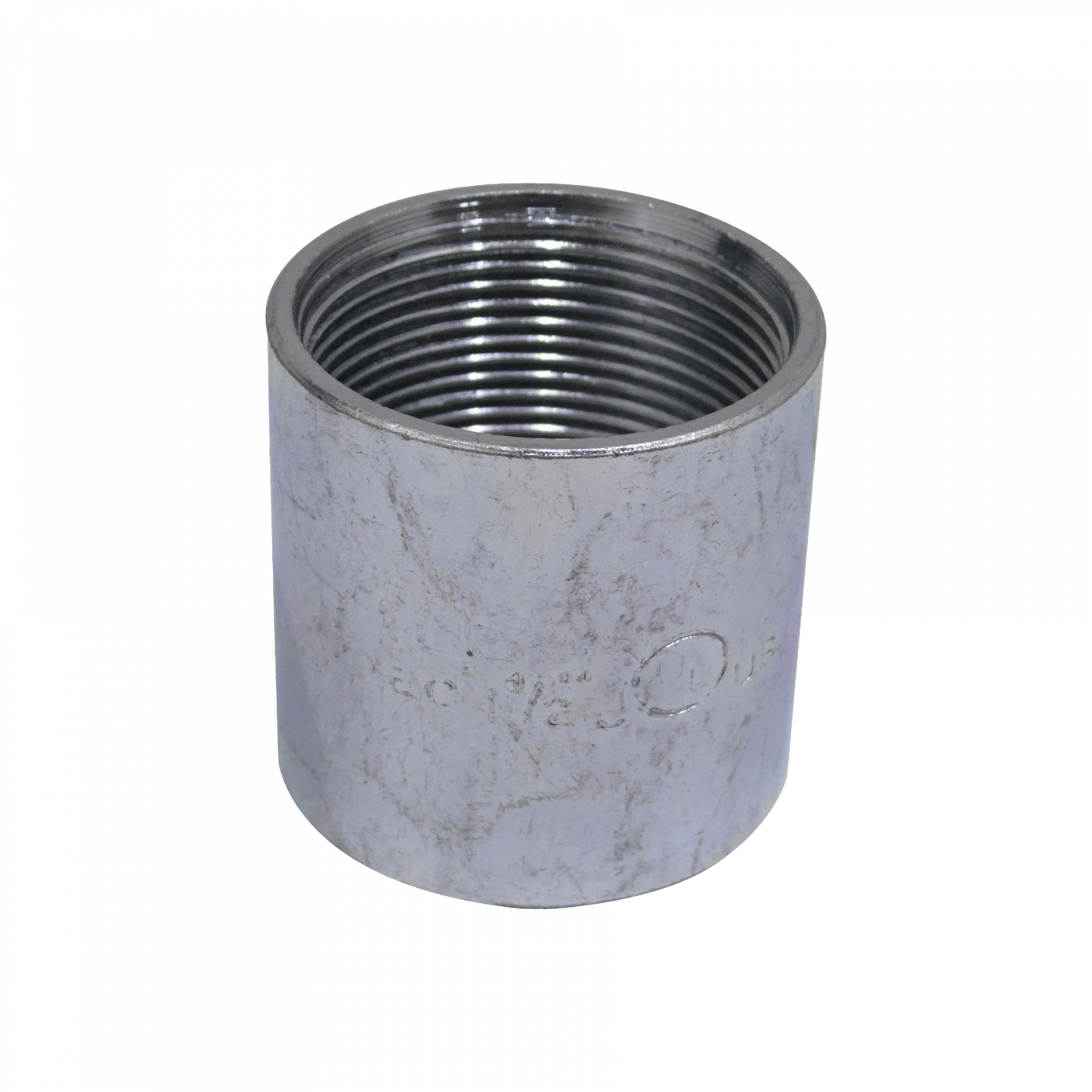 M15-COP Acople cilíndrico de acero zincado de 1-1/2 pulgadas, longitud total 54mm, con rosca interna