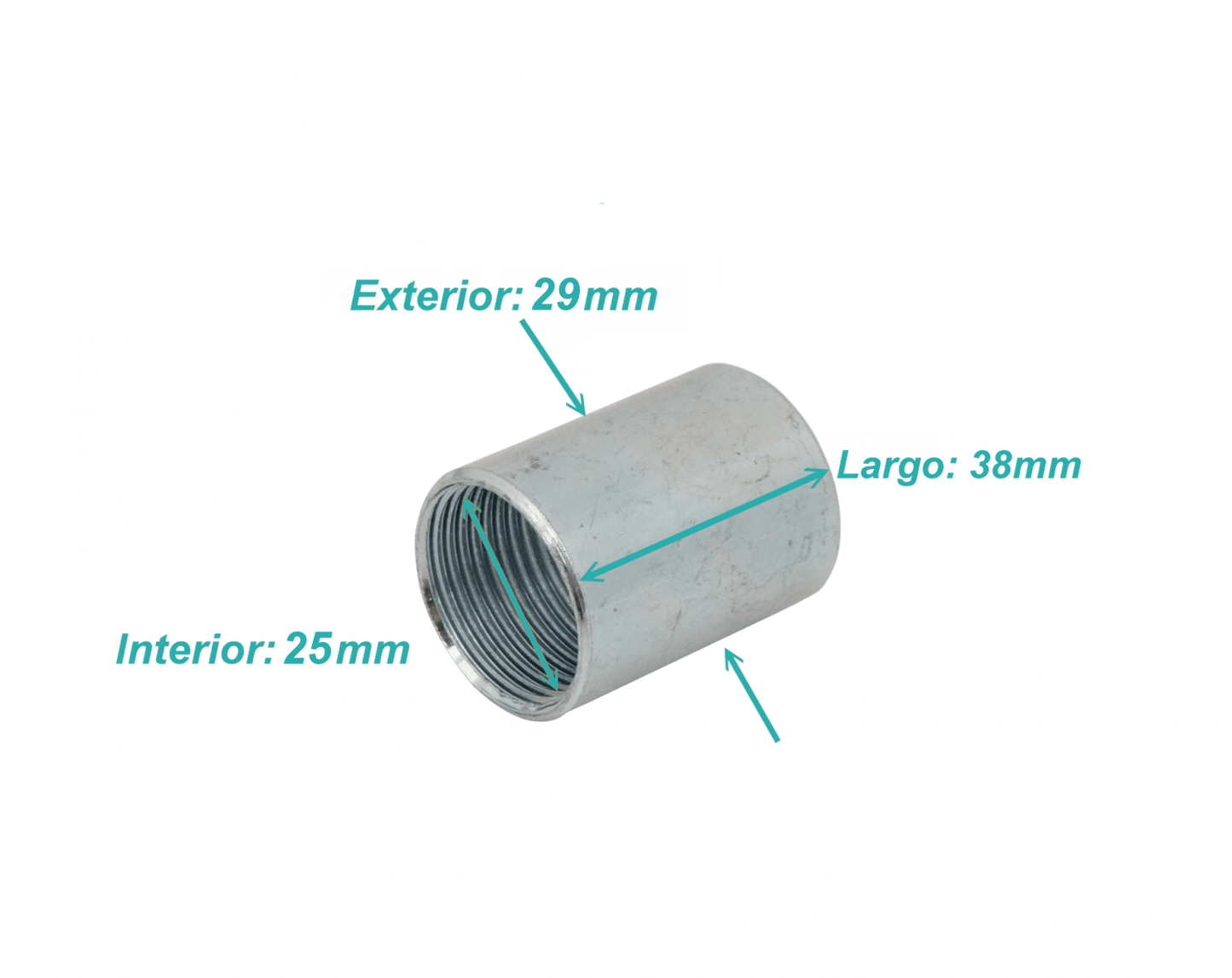 M34-COM. IMC 3/4-Pulg Copla Largo-38mm Hilo Inter. 25/29mm-Diam-int/ext Zincado