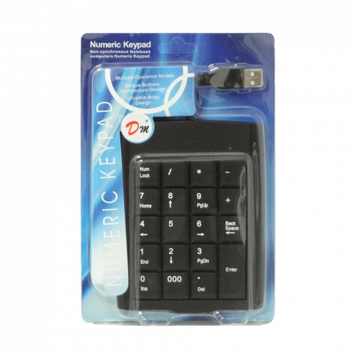 GENPAD Teclado Numérico con conexión USB tipo A de 19 botones, dimensiones 140x100x15mm y cable integrado de 120cm