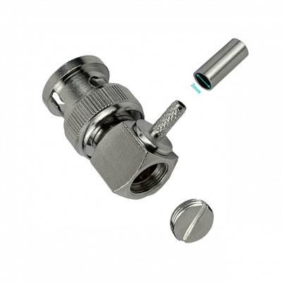 BM1J BNC-Macho 90-Grados RG316 Conector Crimpeable CA100 RG174