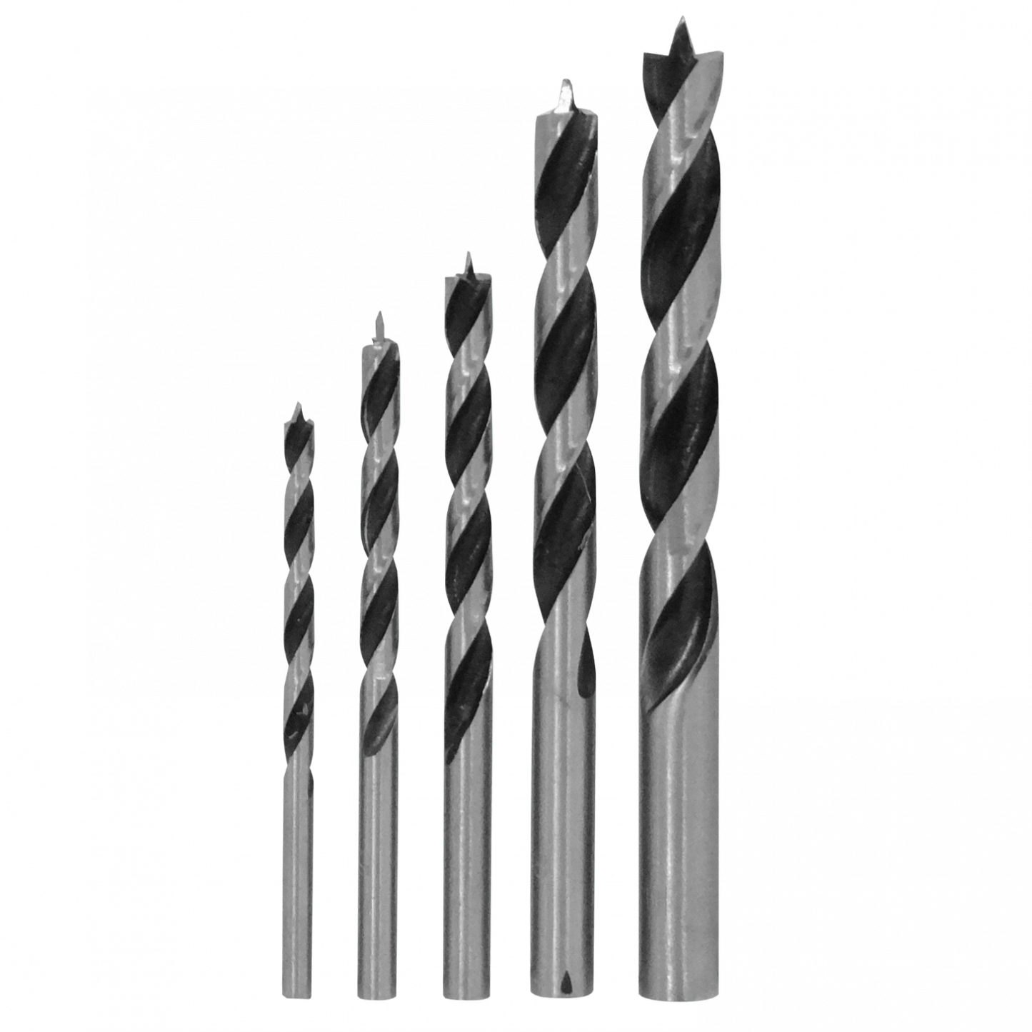 BROCAS-MADERA Juego de 5 Brocas para Madera 4x71mm 5x81mm 6x89mm 8x108mm 10x116mm