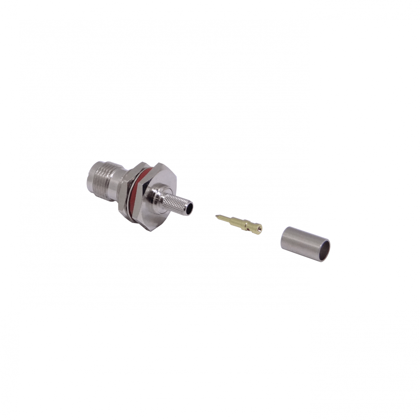 ZH2E Conector Coaxial Crimpeable RPTNC-Hembra para Panel con Junta Tórica LMR195 RG58