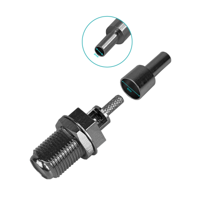 FH1C Conector coaxial crimpeable hembra tipo F para cable RG316, compatible con RG174, referencia CA100