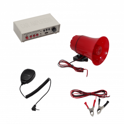MEGAFONO-MP3 Megafono MP3-USB 25W 12V-24VDC p/Auto Graba-120seg. inc-Mic-3,5mm