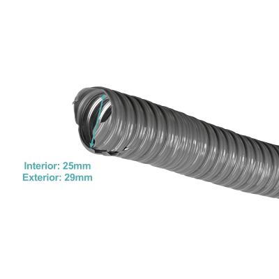 M01-50-LIQ 1-Pulgada Bobina-40metros Tubo-Conduit Flexible de Acero Protegido-PVC 25mm