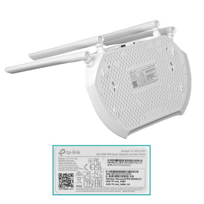 TL-WA1201 TP-LINK 4-Antenas-Omnidireccionales Velocidad-1-1000 Estándar-AC1200 Punto de Acceso Alimentador-12V Incluye-PoePasivo