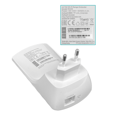 RE200 TP-LINK Extensor de señal AC750 Doble banda 5 GHz + 2.4 GHz 433+300 Mbps 1 puerto 10/100 3 antenas internas