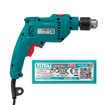 TALU-7 TOTAL 680W 240VCA 3000RPM Portabrocas-13mm Taladro Percutor TG1061356