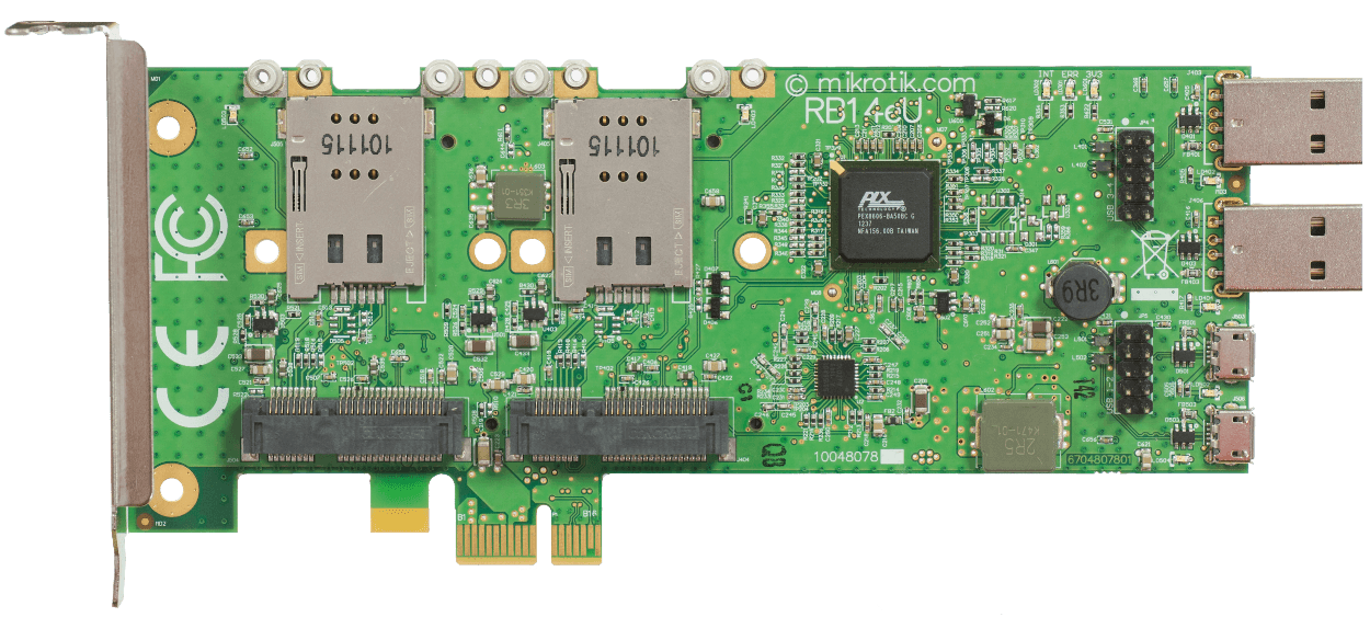 RB14EU MIKROTIK PCIe-x1 4-MINIPCIE 4-SIMCARD 6-USB Low/Normal-Profile Tarjeta