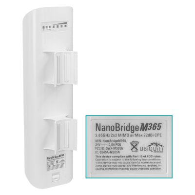 NBM365-LIQ UBIQUITI SIN-REFLECTOR NanoBridgeM 3,65GHz 150mbps 2-100 con-PoE