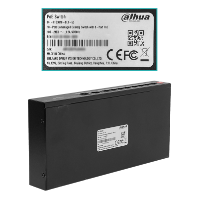 PFS3010 DAHUA Conmutador 8-100-PoE+af/at/bt 2-1000 65W-tot no-gestionable 100-240VAC
