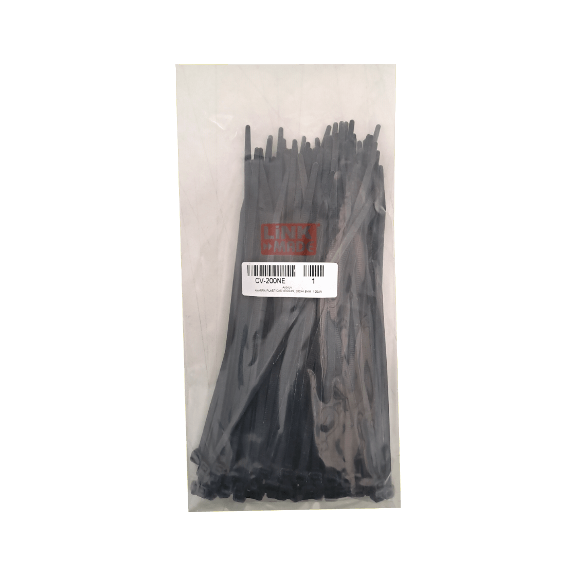 CV-200NE LINKMADE 203x4,6mm Sujetacables de plástico Color negro 100 unidades Para intemperie-UV Poliamida