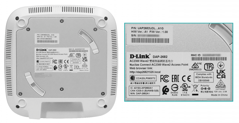 DAP-2682 D-LINK 2,4GHz-600 5GHz-1700 Wave2 Punto de Acceso 2-1000PoE AC2300 incluye12V