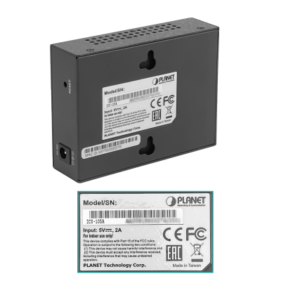 ICS-105A PLANET 1-Puerto-SFP 1-Puerto-Serial-DB9 Convertidor de Medios RS232/RS422/RS485 a Ethernet 5VDC