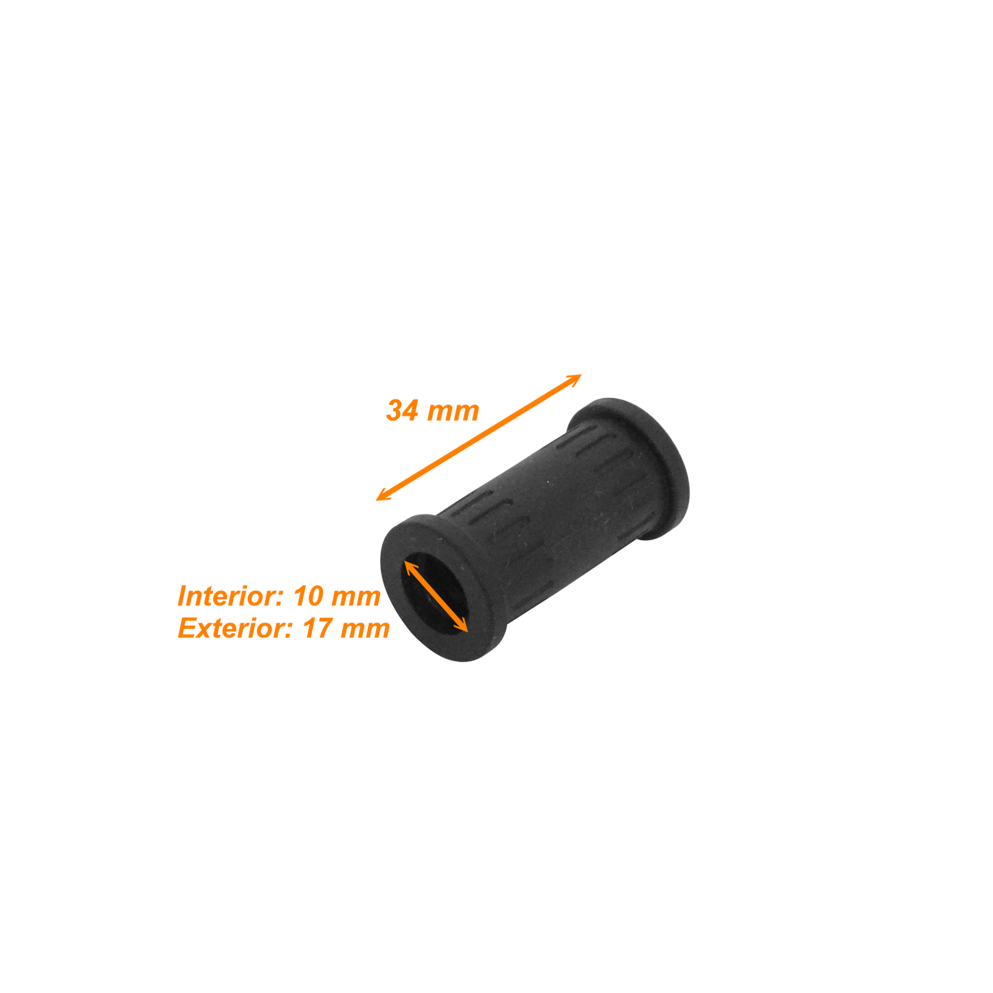 FLEP10-U Conector Recto 10mm para Tubería Flexible Corrugada de Plástico Negro