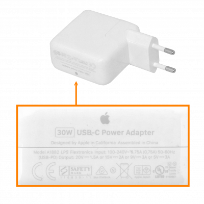 CARGA-30W APPLE Original 30W USB-C 5/9/15/20V req-cable Cargador MR2A2ZM/A A1882
