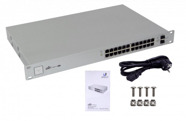 US24-250W UBIQUITI Switch 200W-tot 24-1000-PoE24/48af/52at 2-SFP req-UniFi