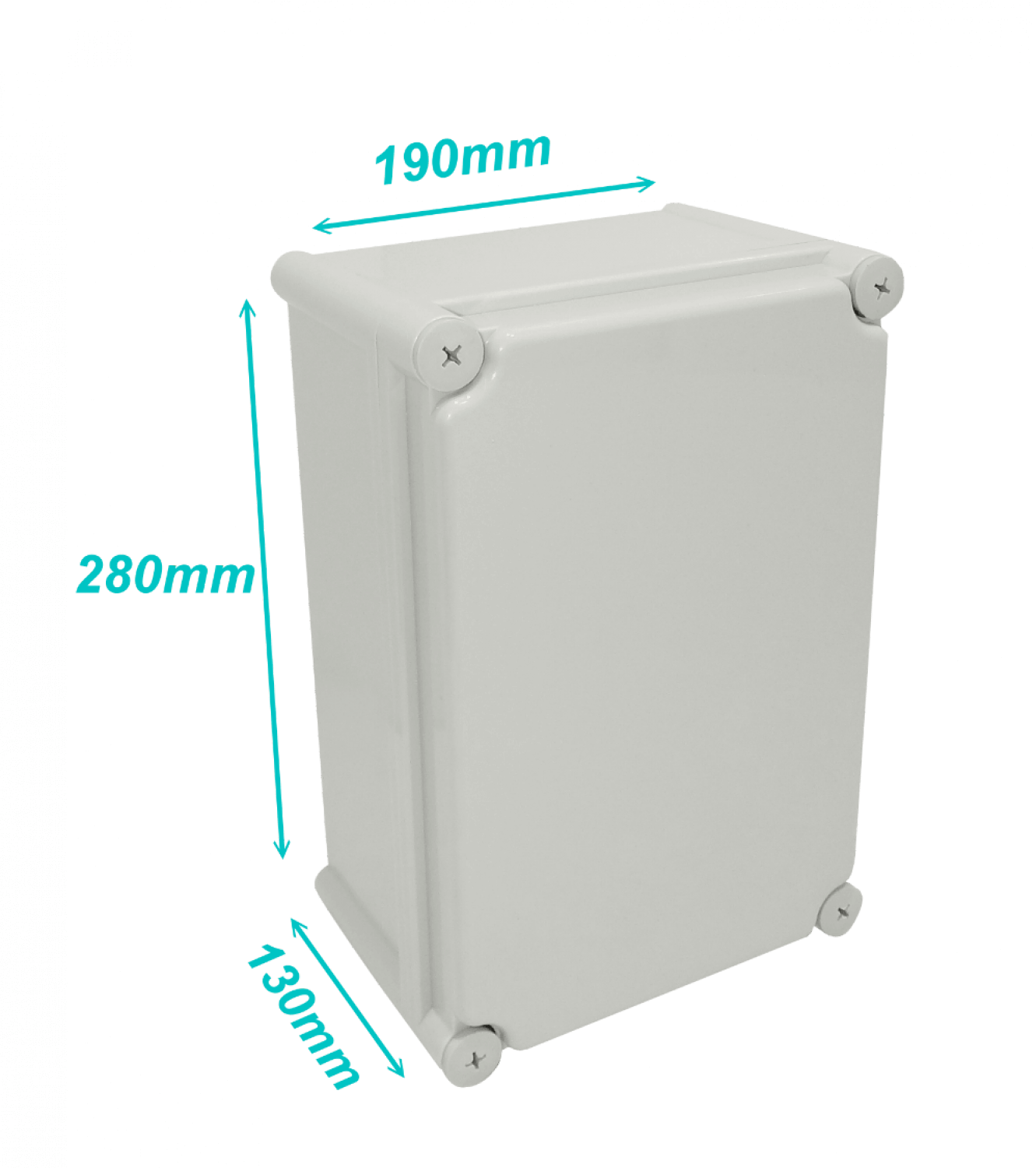 TJ-AG-2819 Caja estanca TIBOX de plástico gris con tapa del mismo color, dimensiones 280x190x130 mm, IP66, RoHS, incluye placa de montaje