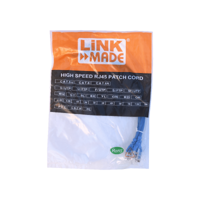 C6AA-03-4 LINKMADE Pack de 4 Cables de Red de 0,3m Cat6a U/FTP Azul LSZH para Conexión Multifunción 4x30cm