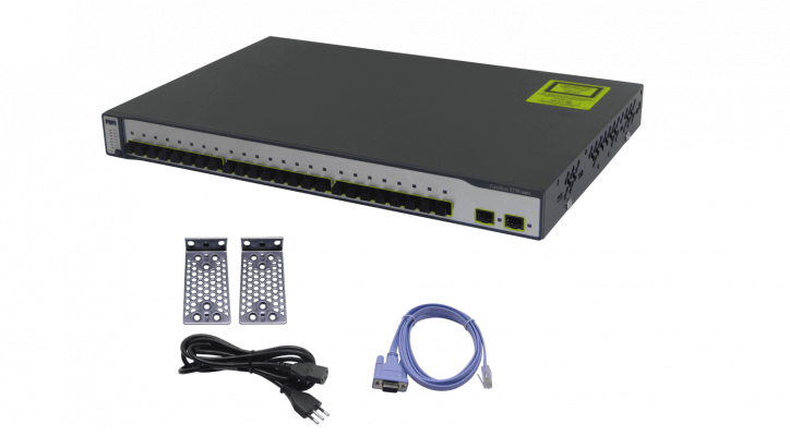 WS-C3750-24FS-S CISCO REFACC 24-MTRJ-100-Fibra 2-SFP-1000 2-Stack Consola Switch Administración
